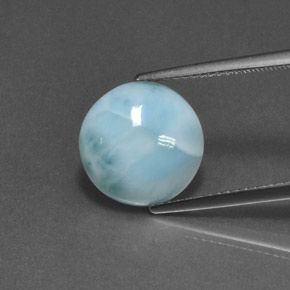 Larimar azul natural de 4,55 ct, corte redondo, opaco