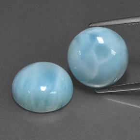Gemas de larimar azul natural de  ct, corte redondo, opaco