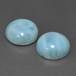 Gemas de larimar azul natural de  ct, corte redondo, opaco