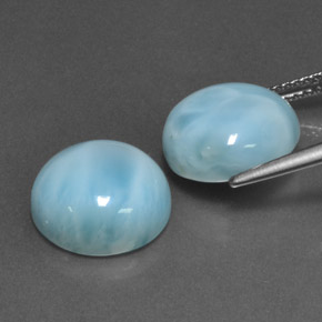 Gemas de larimar azul natural de  ct, corte redondo, opaco
