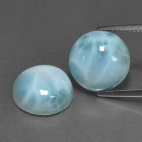 Gemas de larimar azul natural de  ct, corte redondo, opaco