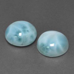 Gemas de larimar azul natural de  ct, corte redondo, opaco