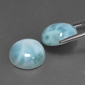 Gemas de larimar azul natural de  ct, corte redondo, opaco