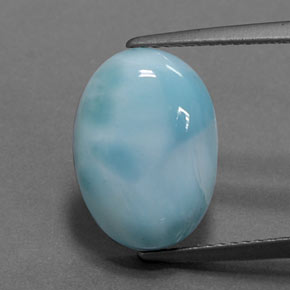 Larimar azul natural de 6,15 ct, corte óvalo, opaco