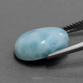 Larimar azul natural de 6,15 ct, corte óvalo, opaco