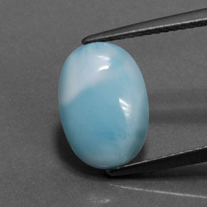 Larimar azul natural de 3,36 ct, corte óvalo, opaco