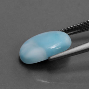 Larimar azul natural de 3,36 ct, corte óvalo, opaco