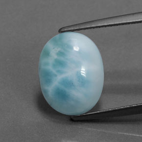 Larimar azul natural de 3,07 ct, corte óvalo, opaco