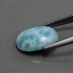 Larimar azul natural de 3,07 ct, corte óvalo, opaco