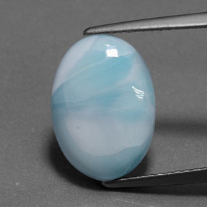 Larimar azul natural de 5,54 ct, corte óvalo, opaco