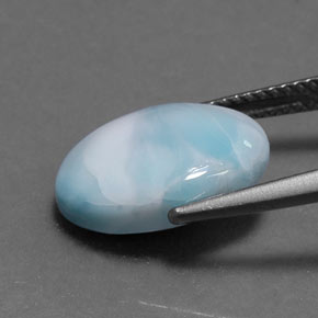Larimar azul natural de 5,54 ct, corte óvalo, opaco