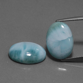 Gemas de larimar azul natural de  ct, corte óvalo, opaco