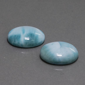 Gemas de larimar azul natural de  ct, corte óvalo, opaco