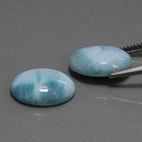 Gemas de larimar azul natural de  ct, corte óvalo, opaco