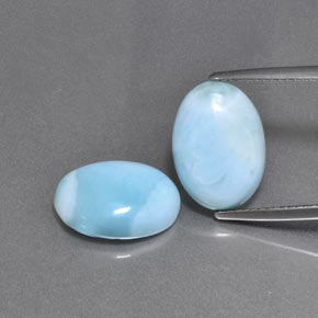 Gemas de larimar verde natural de  ct, corte óvalo, opaco