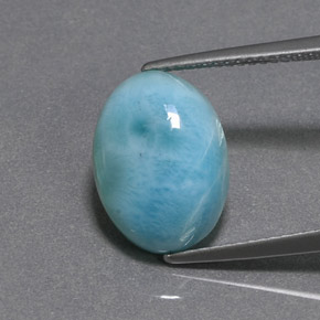 Larimar verde natural de 6,54 ct, corte óvalo, opaco