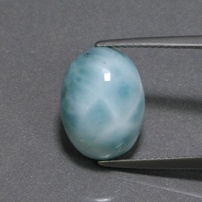 Larimar verde natural de 8,07 ct, corte óvalo, opaco