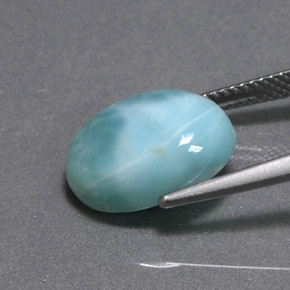 Larimar verde natural de 6,80 ct, corte óvalo, opaco