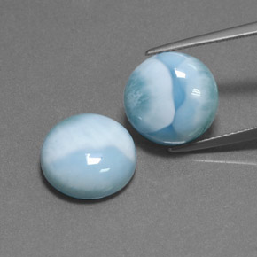 Gemas de larimar Azul verdoso natural de  ct, Corte Redondo, Opaco