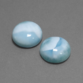 Gemas de larimar Azul verdoso natural de  ct, Corte Redondo, Opaco