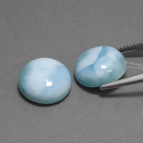 Gemas de larimar Azul verdoso natural de  ct, Corte Redondo, Opaco