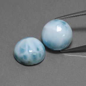 Gemas de larimar azul natural de  ct, corte redondo, opaco