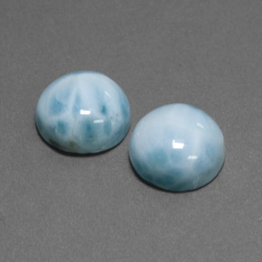 Gemas de larimar azul natural de  ct, corte redondo, opaco