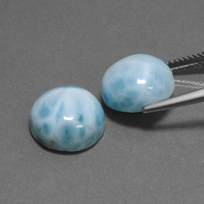 Gemas de larimar azul natural de  ct, corte redondo, opaco