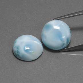 Gemas de larimar Verde azul natural de  ct, Corte Redondo, Opaco