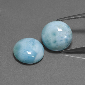 Gemas de larimar azul natural de  ct, corte redondo, opaco