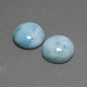Gemas de larimar azul natural de  ct, corte redondo, opaco