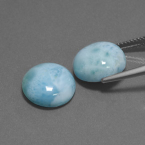 Gemas de larimar azul natural de  ct, corte redondo, opaco