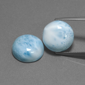 Gemas de larimar azul natural de  ct, corte redondo, opaco