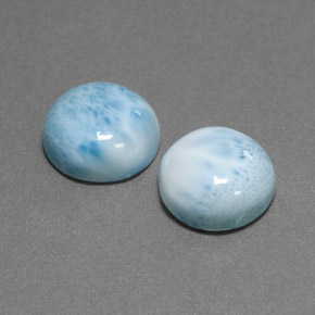 Gemas de larimar azul natural de  ct, corte redondo, opaco