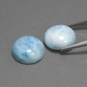 Gemas de larimar azul natural de  ct, corte redondo, opaco
