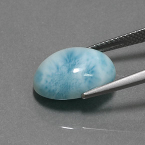larimar Azul natural de 5.78 ct, Corte Óvalo, Opaco