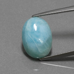 Larimar azul natural de 5,86 ct, corte óvalo, opaco