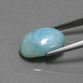 Larimar azul natural de 5,86 ct, corte óvalo, opaco