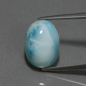 Larimar azul natural de 7,36 ct, corte óvalo, opaco