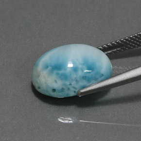 Larimar azul natural de 7,36 ct, corte óvalo, opaco