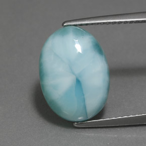 larimar Verde azul natural de 6.46 ct, Corte Óvalo, Opaco