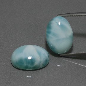 Gemas de larimar verde natural de  ct, corte óvalo, opaco