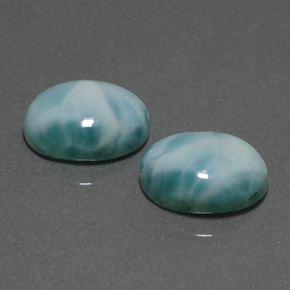 Gemas de larimar verde natural de  ct, corte óvalo, opaco