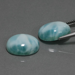 Gemas de larimar verde natural de  ct, corte óvalo, opaco