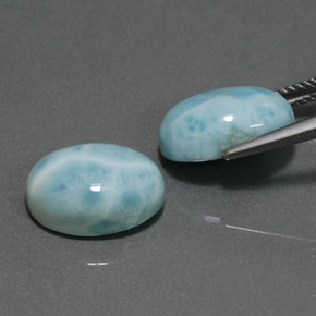 Gemas de larimar Azul natural de  ct, Corte Óvalo, Opaco
