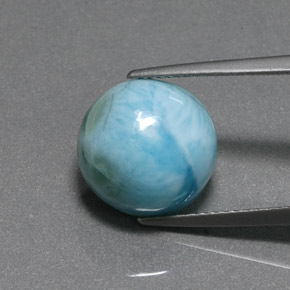 Larimar azul natural de 8,01 ct, corte redondo, opaco