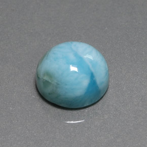 Larimar azul natural de 8,01 ct, corte redondo, opaco