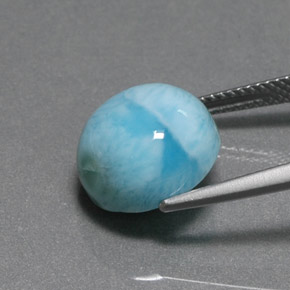 Larimar azul natural de 8,01 ct, corte redondo, opaco