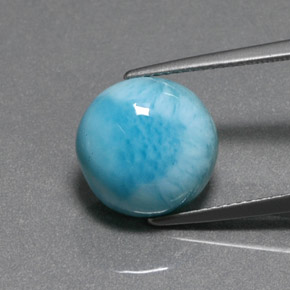 Larimar azul natural de 6,90 ct, corte redondo, opaco