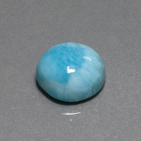 Larimar azul natural de 6,90 ct, corte redondo, opaco